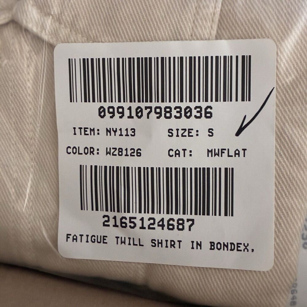 Madewell Button Up Shirt-Jacket Mens Small Ivory Canvas Uniform Twill NY113 NEW - Picture 10 of 11